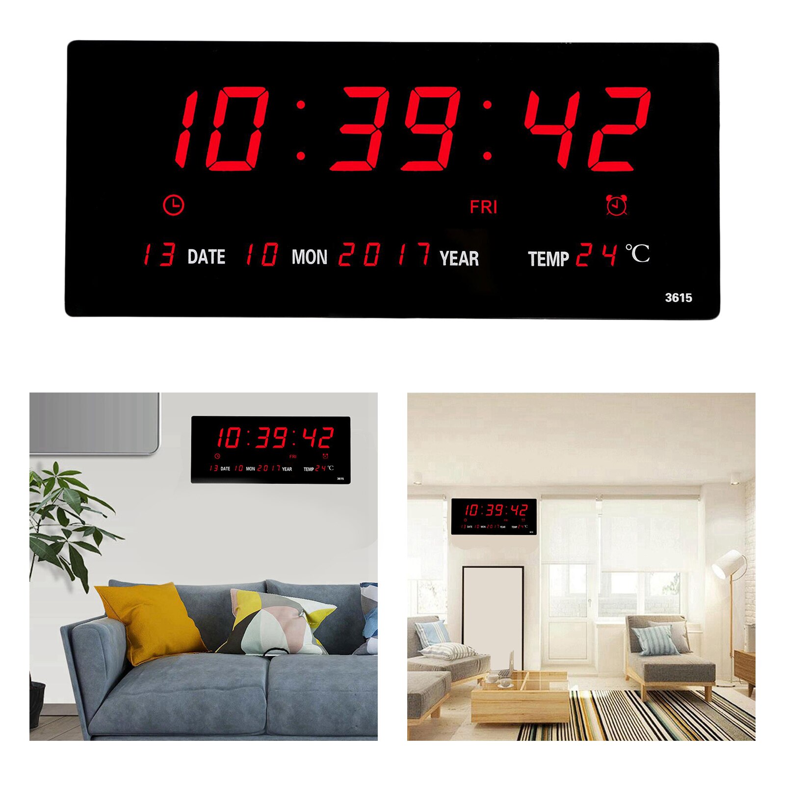 DC12 FHD 64GB Night Vision Digital Wall Clock Motion WiFi Spy Camera